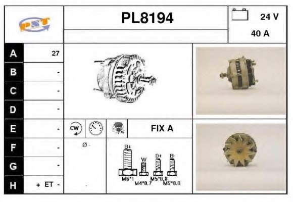 SNRA PL8194 Alternator